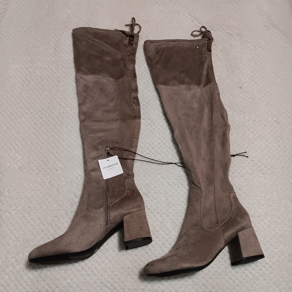 Liz‎ Claiborne Over the knee Taupe Books with a block heel size 9 NWT - Picture 1 of 9